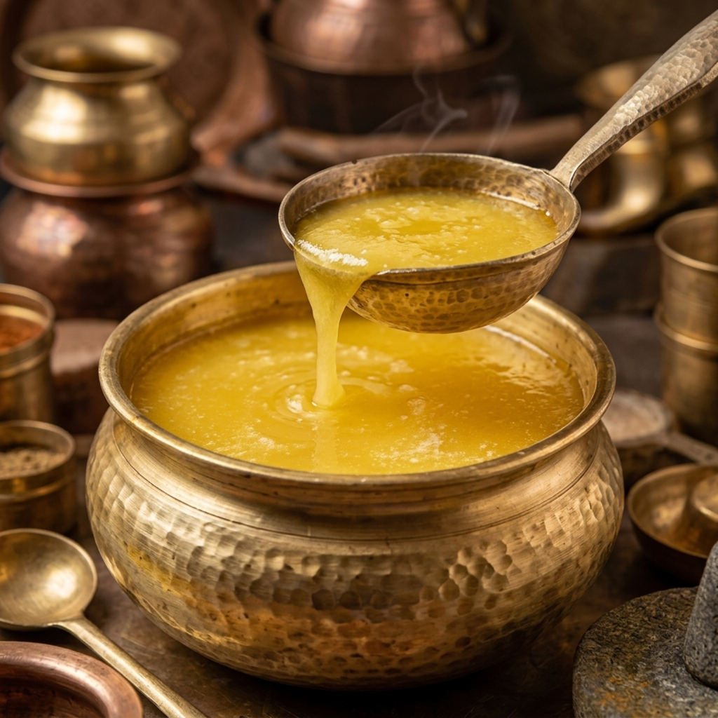 Heating butter to make pure ghee